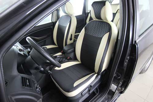 Чехлы на Ford C-Max I (Форд С-МАХ 1 пок.) из экокожи и ткани