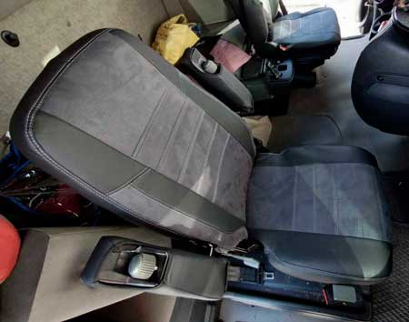 Чехлы на Renault Magnum 1+1 (Рено Магнум) из экокожи и антары