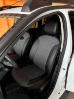 Чехлы на Renault Duster 1 (Рено Дастер 1) из экокожи и ткани с тиснением Sport 3 Чехлы на Renault Duster 1 (Рено Дастер 1) из экокожи и ткани с тиснением Sport 3