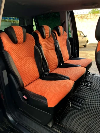 Чехлы на Citroen C8 (7 мест) из экокожи и антары с тиснением ромб Sport 3