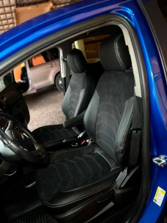 Чехлы на Chevrolet Aveo T300 (Шевролет Авео Т300) из экокожи и алькантары Sport 3