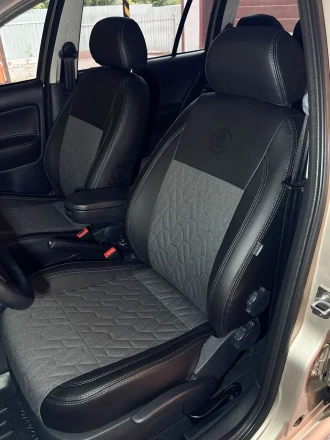 Чехлы на Skoda Octavia Tour (Шкода Октавия Тур) из экокожи и ткани с тиснением Comfort Plus 3