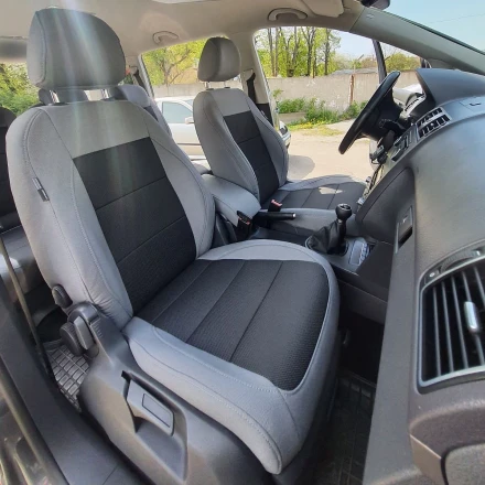 Чехлы на Volkswagen Touran II из гобелена серо-черные