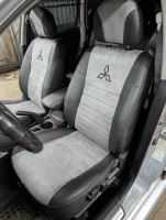 Чехлы на Mitsubishi Outlander I из экокожи и антары ELA2020P черно-серые