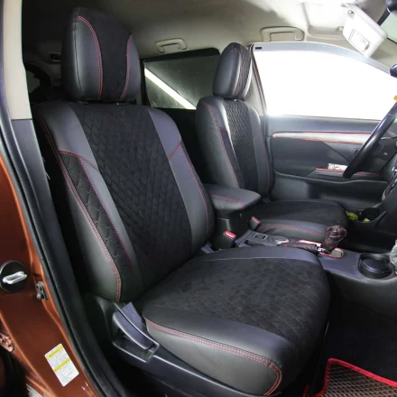 Чехлы на Mitsubishi Outlander III из экокожи и антары Eco Lazer+Antara 2020 (R)