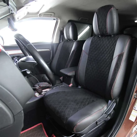 Чехлы на Mitsubishi Outlander III из экокожи и антары Eco Lazer+Antara 2020 (R)