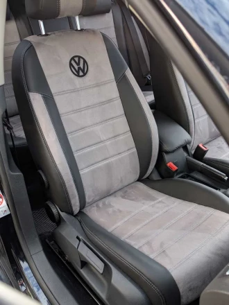 Чехлы на Volkswagen Golf VI (Фольксваген Гольф 6) из экокожи и польской алькантары ELA2020P чорно-серые