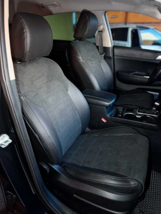Чехлы на KIA Sportage QL IV (КИА Спортейдж 4) из экокожи и алькантары Sport 3