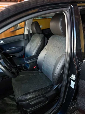 Чехлы на KIA Sportage QL IV (КИА Спортейдж 4) из экокожи и алькантары Sport 3