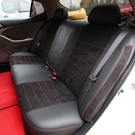 Чехлы на Kia Optima III из экокожи и антары ELA2020P