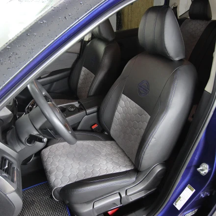 Чехлы на Nissan Rogue T33 (Ниссан Рог Т33) из экокожи и польской алькантары (антары) VE