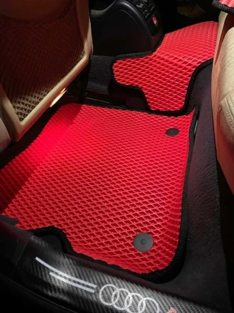 3D EVA коврики на Audi A6 С5 (Ауди А6 C5) с бортами до 5 см оранжевые