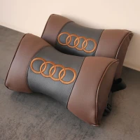 Подушка для подголовников EMC из экокожи коричнево-черная с лого Подушка для подголовников EMC из экокожи коричнево-черная с лого