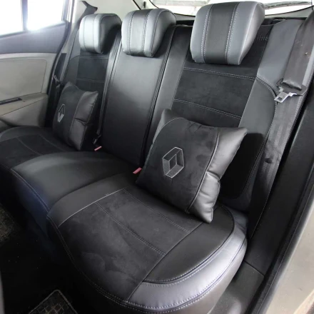 Чехлы на Renault Megane III из экокожи и польской алькантары VE черные