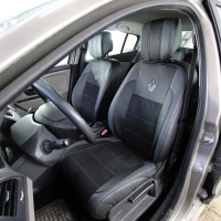Чехлы на Renault Megane III из экокожи и польской алькантары VE черные