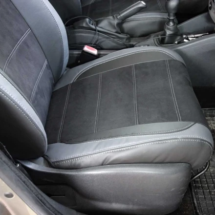 Чехлы на Renault Megane III из экокожи и польской алькантары VE черные