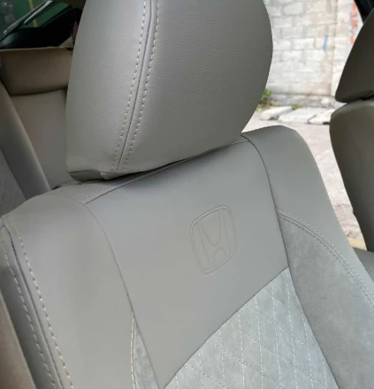 Чехлы на Honda Civic VIII (Хонда Цивик 8) из экокожи и антары Comfort Plus 3 с прострочкой ромб