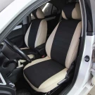 Чехлы на Skoda Rapid (Шкода Рапид) из экокожи EL бежево-чорні