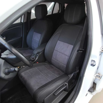 Чехлы на Renault Megane III из экокожи и антары Vip Elite черно-серые