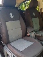 Чехлы на Skoda Octavia A5 из ткани черно-серые