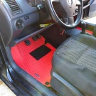 3D EVA коврики на Volkswagen Polo IV (Фольксваген Поло 4) с бортами до 5 см красно-черные