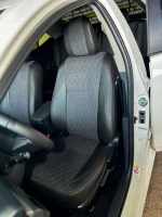 Чехлы на Toyota Corolla E160 (Тойота Корола Е160) из экокожи и алькантары чешуя с прострочкой ромб Sport 3