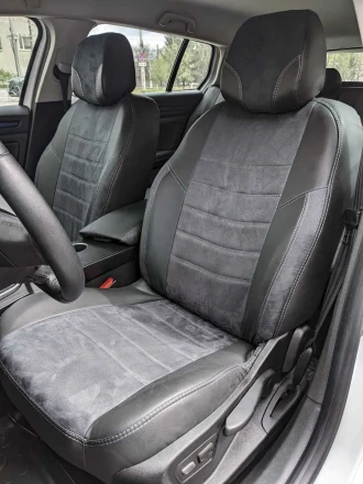 Чехлы на Renault Megane IV из экокожи и антары ELA2020P