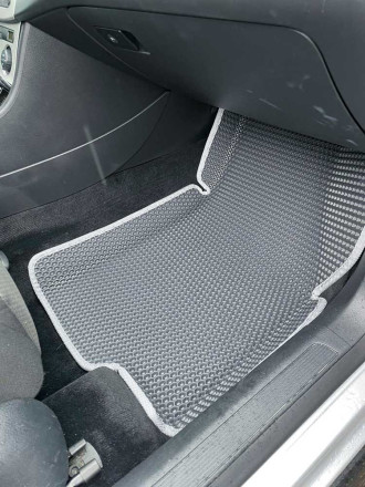 3D EVA коврики на Volkswagen Passat B6 (Фольксваген Пассат Б6) с бортами до 5 см сота серые