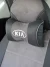 Подушка на подголовник EMC из экокожи и антары серая с лого KIA