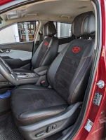 Чехлы на Hyundai Kona I EV из экокожи и польской алькантары ELA2020P чорные с красной прострочкой Чехлы на Hyundai Kona I EV из экокожи и польской алькантары ELA2020P чорные с красной прострочкой