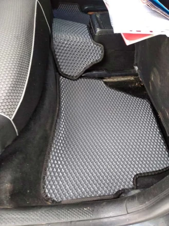 3D EVA коврики на Volkswagen Passat B5 (Фольксваген Пассат Б5) с бортами до 5 см серо-черные