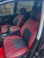 Чехлы на SsangYong Rexton из экокожи и ткани Comfort 1 бордовые