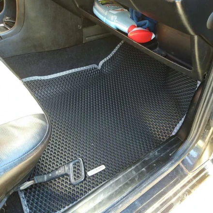 3D EVA коврики на Volkswagen Passat B3 (Фольксваген Пассат Б3) с бортами до 5 см черно-серые