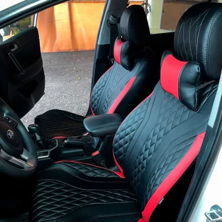 Чехлы на KIA Sportage IV (КИА Спортейдж 4) из экокожи AM Cayman