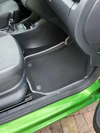 3D EVA коврики на Skoda Fabia II (Шкода Фабия 2) с бортами до 5 см чорно-серые