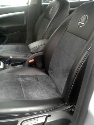 Чехлы Skoda Octavia A5 (Шкода Октавия А5) из алькантары и экокожи