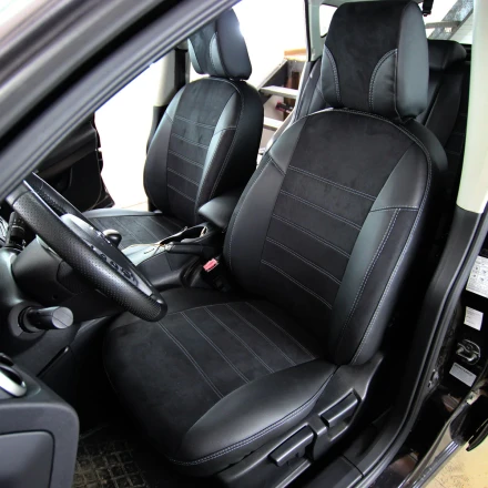 Чехлы на  Nissan Qashqai II J10 (Ниссан Кашкай 1) из экокожи и антары ELA2020 (P)