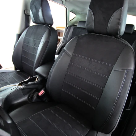 Чехлы на  Nissan Qashqai II J10 (Ниссан Кашкай 1) из экокожи и антары ELA2020 (P)