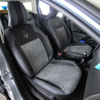 Чехлы на Renault Duster II (Рено Дастер 2) из экокожи и антары VE чорно-серые