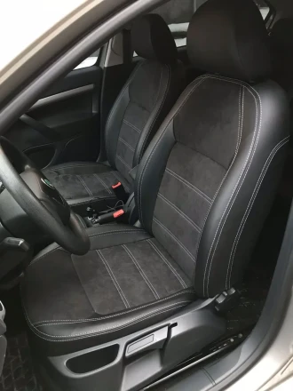 Чехлы на Skoda Octavia A5 из экокожи и польской алькантары Sport 3