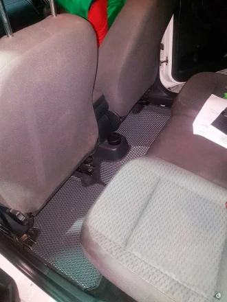 3D EVA коврики на Skoda Roomster (Шкода Румстер) с бортами до 5 см серо-черные