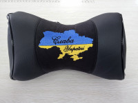 Подушка для подголовников EMC из экокожи и Антары черной Украина