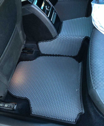 3D EVA коврики на Skoda Superb II (Шкода Суперб 2) с бортами до 5 см серо-черные