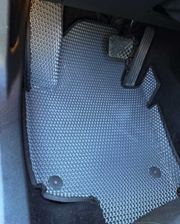 3D EVA коврики на Skoda Superb II (Шкода Суперб 2) с бортами до 5 см серо-черные