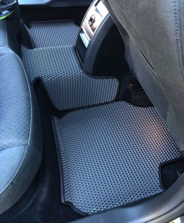 3D EVA коврики на Skoda Superb II (Шкода Суперб 2) с бортами до 5 см серо-черные