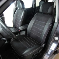 Чехлы на Mitsubishi Outlander I из экокожи и антары ELA2020P черные