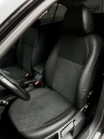 Чехлы на Skoda Octavia A5 из экокожи и итальянской алькантары с тиснением ромб Comfort Plus 3
