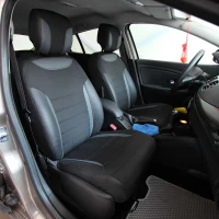 Чехлы на Renault Megane III из экокожи и ткани Eco Classic 2020 черно-серые