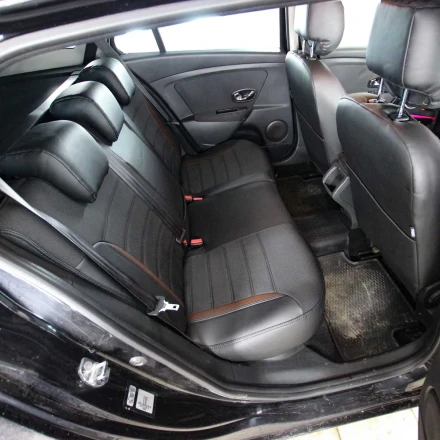 Чехлы на Renault Megane III из экокожи и ткани Eco Classic 2020 черно-коричневые