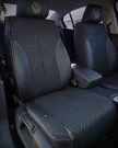 Чехлы на Volkswagen Passat B6 (Фольксваген Пассат Б6) из экокожи и гобелена с тиснением ромб